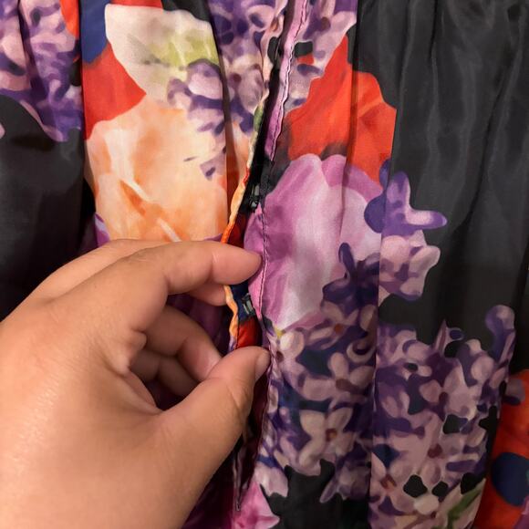 New Sheridan French Black Purple Strapless Floral Ball Gown Maxi Dress Size 0 - Picture 7 of 7